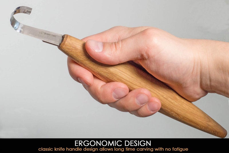 BeaverCraft Spoon Carving Hook Knife SK5 2" - Double Sided Sharpening Curved Wood Carving Knife for Bowls Cups Crooked - for Professional Carvers and Beginners - Image 4
